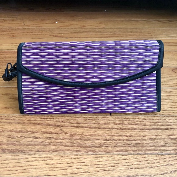 Saraye Tatami Purple Tan Baskets of Cambodia Geometric Shoulder Bag - Picture 1 of 9